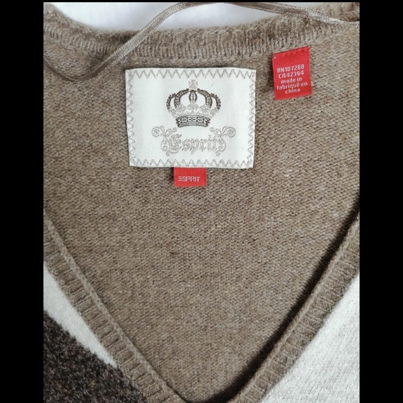 esprit brown long sleeve sweater knit wool blend - Picture 3 of 4